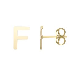 14kt Yellow Gold Polished Initial-F Post Earring ERF11192