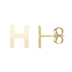 14kt Yellow Gold Polished Initial-H Post Earring ERH11192