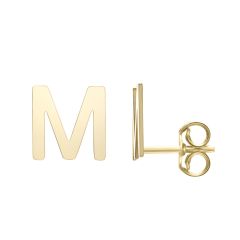 14kt Yellow Gold Polished Initial-M Post Earring ERM11192