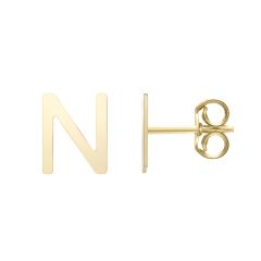 14kt Yellow Gold Polished Initial-N Post Earring ERN11192