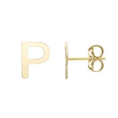 14kt Yellow Gold Polished Initial-P Post Earring ERP11192