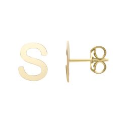 14kt Yellow Gold Polished Initial-S Post Earring ERS11192