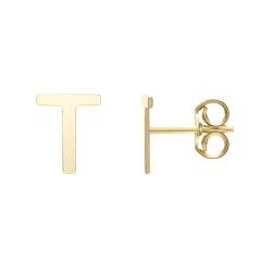 14kt Yellow Gold Polished Initial-T Post Earring ERT11192