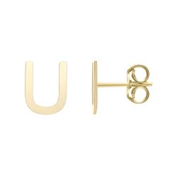 14kt Yellow Gold Polished Initial-U Post Earring ERU11192