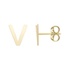 14kt Yellow Gold Polished Initial-V Post Earring ERV11192