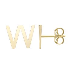 14kt Yellow Gold Polished Initial-W Post Earring ERW11192