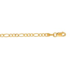 14kt 30" Yellow Gold Diamond Cut Alternate 3+1 Classic Figaro Chain with Lobster Clasp FIG080-30