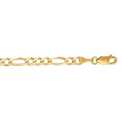 14kt 30" Yellow Gold Diamond Cut Alternate 3+1 Classic Figaro Chain with Lobster Clasp  FIG100-30