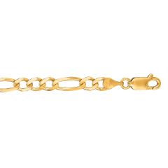 14kt 22" Yellow Gold Diamond Cut Alternate 3+1 Classic Figaro Chain with Lobster Clasp FIG120-22