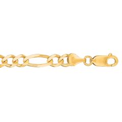 14kt 30" Yellow Gold 6.0mm Diamond Cut Alternate 3+1 Classic Figaro Chain with Lobster Clasp FIG140-30