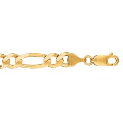 14kt 30" Yellow Gold Diamond Cut Alternate 3+1 Classic Figaro Chain with Lobster Clasp FIG180-30