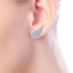 Gabriel & Co. - EG13390W45JJ - 14K White Gold Diamond Fan Stud Earrings