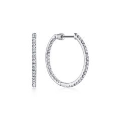 Gabriel & Co. - EG13461W45JJ - 14K White Gold French Pavï¾‚ 20mm Round Inside Out Diamond Hoop Earrings