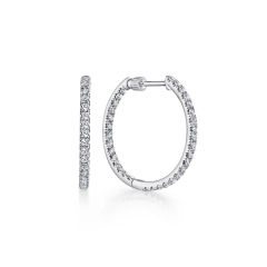 Gabriel & Co. - EG13462W45JJ - 14K White Gold French Pavï¾‚ 20mm Round Inside Out Diamond Hoop Earrings