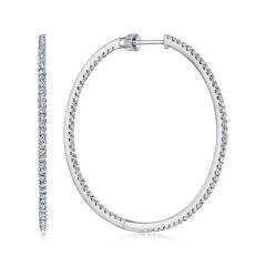 Gabriel & Co. - EG13504W45JJ - 14K White Gold French Pavï¾‚ 40mm Round Inside Out Diamond Hoop Earrings