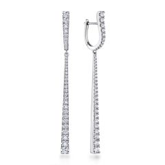 Gabriel & Co. - EG13527W84JJ - 18K White Gold Long Diamond Bar Huggies