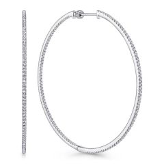 Gabriel & Co. - EG13551W45JJ - 14K White Gold French Pavï¾‚ 60mm Round Inside Out Diamond Hoop Earrings