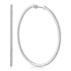 Gabriel & Co. - EG13552W45JJ - 14K White Gold French Pavï¾‚ 60mm Round Inside Out Diamond Hoop Earrings