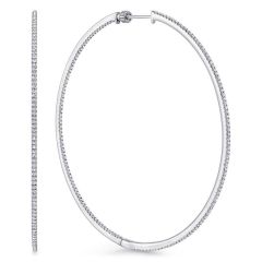 Gabriel & Co. - EG13553W45JJ - 14K White Gold French Pavï¾‚ 70mm Round Inside Out Diamond Hoop Earrings