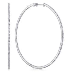 Gabriel & Co. - EG13554W45JJ - 14K White Gold French Pavï¾‚ 70mm Round Inside Out Diamond Hoop Earrings