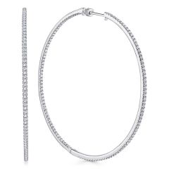 Gabriel & Co. - EG13555W45JJ - 14K White Gold French Pavï¾‚ 70mm Round Inside Out Diamond Hoop Earrings