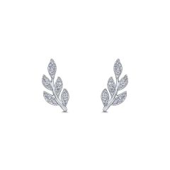 Gabriel & Co. - EG13572W45JJ - 14K White Gold Diamond Leaf Stud Earrings