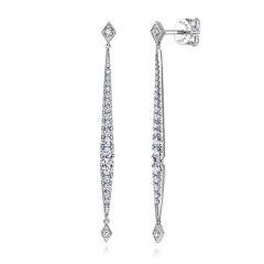 Gabriel & Co. - EG13632W45JJ - 14K White Gold Long Diamond Bar Drop Earrings
