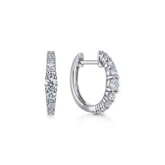 Gabriel & Co. - EG13648W45JJ - 14K White Gold 13mm Classic Diamond Huggies