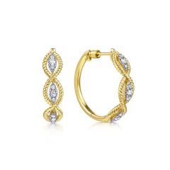 Gabriel & Co. - EG13651Y45JJ - 14K Yellow Gold Twisted Layered 20mm Diamond Hoop Earrings