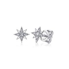 Gabriel & Co. - EG13749W45JJ - 14K White Gold Diamond Stud Star Earrings