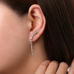 Gabriel & Co. - EG13910W84JJ - 18K White Gold Curved Diamond Linear Stud Earrings