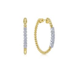 Gabriel & Co. - EG13971Y45JJ - 14K Yellow Gold 30mm Bujukan Diamond Classic Hoop Earrings