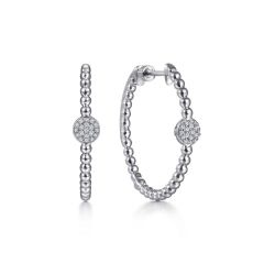 Gabriel & Co. - EG14160SVJWS - 925 Sterling Silver 30MM White Sapphire Pave' Classic Hoop Earrings