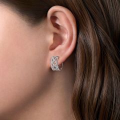 Gabriel & Co. - EG14305W45JJ - Vintage 14K White Gold 15MM Diamond Earrings