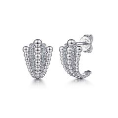 Gabriel & Co. - EG14436SVJWS - 925 Sterling Silver White Sapphire and Beaded J stud Earrings