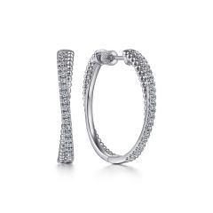 Gabriel & Co. - EG14446SVJWS - 925 Sterling Silver White Sapphire Twisted Bujukan 30mm Classic Hoop Earrings