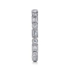 Gabriel & Co. - LR4380W44JJ - 14K White Gold Baguette and Round Diamond Eternity Ring