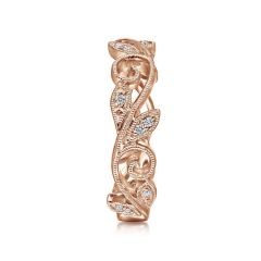 Gabriel & Co. - LR4593K45JJ - 14K Rose Gold Scrolling Floral Diamond Ring