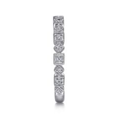 Gabriel & Co. - LR4912W45JJ - 14K White Gold Geometric Diamond Stackable Ring