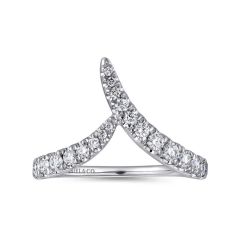 Gabriel & Co. - LR51302W45JJ - 14K White Gold V Shaped Bypass Diamond Ring