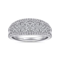 Gabriel & Co. - LR51342W45JJ - 14K White Gold Curved Pav‚ Diamond Ring