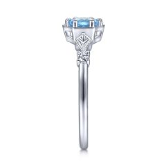 Gabriel & Co. - LR51601W45BT - 14K White Gold Hexagonal Blue Topaz Diamond Ring