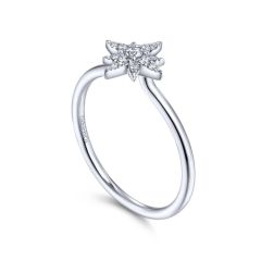 Gabriel & Co. - LR51609W45JJ - 14K White Gold Diamond Starburst Ring