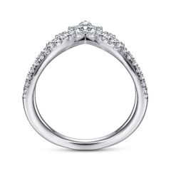 Gabriel & Co. - LR51656W45JJ - 14K White Gold Marquise Cluster Diamond Double V Ring