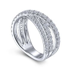 Gabriel & Co. - LR51992W45JJ - 14K White Gold Diamond Criss Cross Ring