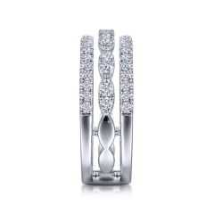 Gabriel & Co. - LR51994W45JJ - 14K White Gold Three Row Diamond Ring