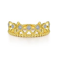 Gabriel & Co. - LR52156Y45JJ - 14K Yellow Gold Diamond Crown Ring