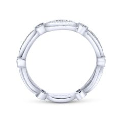 Gabriel & Co. - LR6319W45JJ - 14K White Gold Scalloped Stackable Diamond Ring