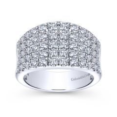 Gabriel & Co. - LR6365W44JJ - 14K White Gold Wide Band Pavﾂ Diamond Ring