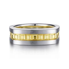 Gabriel & Co. - MR52066MZJJJ - 925 Sterling Silver and 14K Yellow Gold Angular Ring